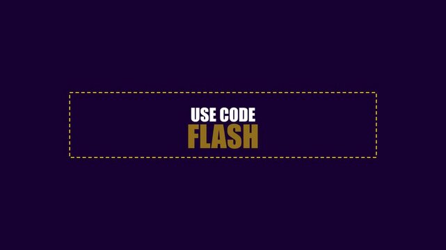Use code flash promotional text overlay animation for e-commerce sales and marketing campaigns 4k discount