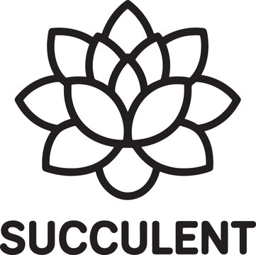 Black and white stylized succulent plant logo design with transparent background