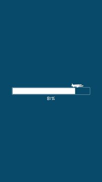 Airplane tracking indicators move across a web database status bar Flight mileage rewards calculations look clean using this vector loader Travel graphics grow