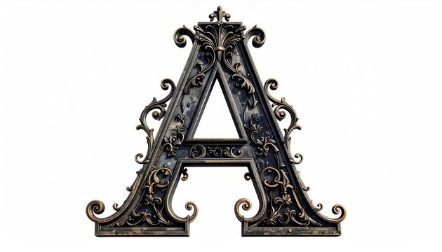 Ornate Decorative Letter a with Floral Filigree