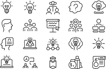 Fototapeta premium Creative business and innovation concept icons set isolated transparent background