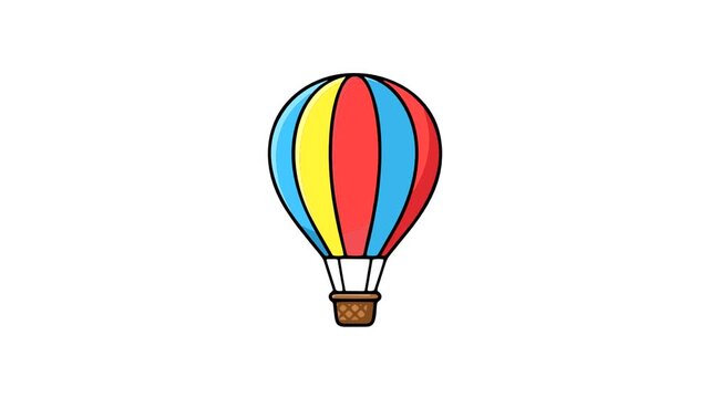 Colorful hot air balloon rising up smoothly into sky for travel adventure and freedom concept animation