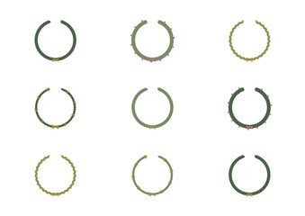 Botanical wreath set laurel eucalyptus olive greenery round frames collection transparent background © TANAKA