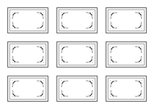 Vintage black line frames set ornate rectangular border collection transparent background