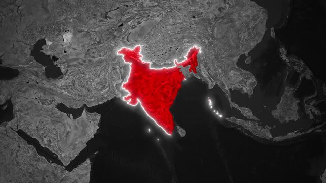 Animated India Map with Glowing Outline in 4K