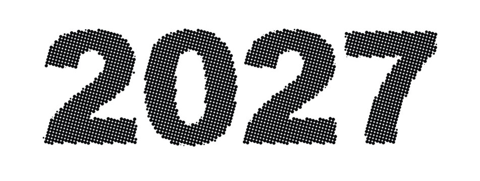 2027 Dotted Number Typography Vector Illustration Isolated on White Background