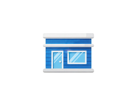 Blue Storefront Building Icon Transparent Background