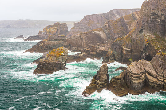 Rugged sea cliffs on the Wild Atlantic Way Ireland