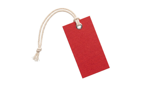 Blank red tag with string and knot, ready for custom text or design