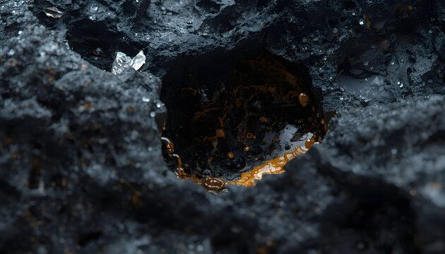 Macro Volcanic Basalt Rock with Natural Vesicle Texture