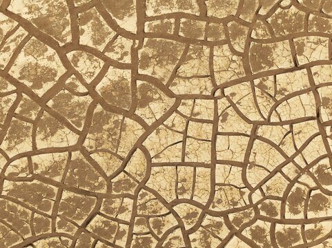 Cracked earth. Aerial view. Drone shot. Namib Desert, Skeleton Coast, Namibia