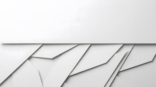 Abstract 3D white geometric shapes background with layered overlapping paper effect