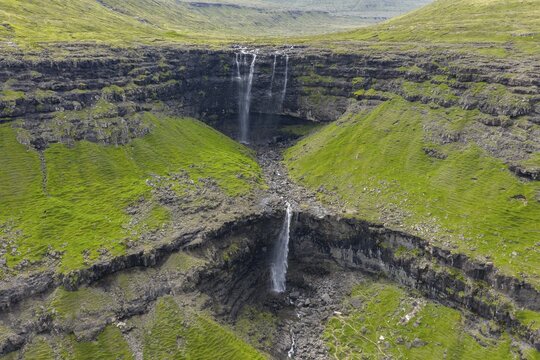 Fossa waterfall, Streymoy island, Faroe Islands, Denmark