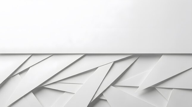 Abstract 3D white geometric shapes background with layered overlapping paper effect