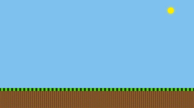 Retro 8-bit style night landscape video game background