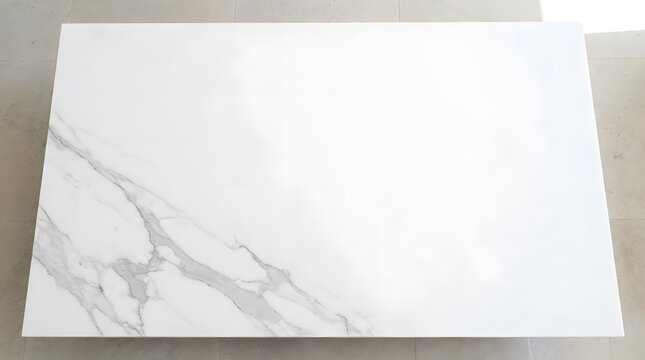 Large Slab of Elegant White Polished Marble With Natural Gray Veining Patterns For Home Decor