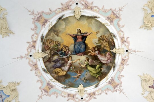 Ceiling painting of St. Maria Loretto chapel, Oberstdorf, Oberallg&auml;u, Allg&auml;u, Bavaria, Germany