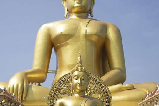 Largest Buddha statue in Thailand (Luang Pho Yai: the statue shows Buddha in the so-called Maravijaya posture - the moment when Buddha resists temptation and attains enlightenment), Wat Muang, Ang Thong, Amphoe Wiset Chai Chan province, Thailand