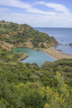 Sulphurous lake Laghetto di Terra Nera, Porto Azzurro, Province of Livorno, Italy
