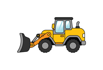 Fototapeta premium Yellow Front Loader Construction Vehicle Cartoon Illustration.