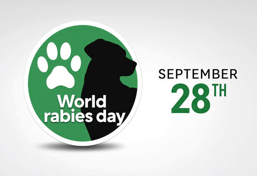 Creative world rabies day awareness logo design with paw print and dog silhouette illustration