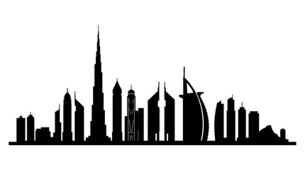 Fototapeta premium Dubai City Skyline Silhouette Vector Illustration