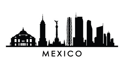 Obraz premium Mexico City Skyline Silhouette Vector Illustration