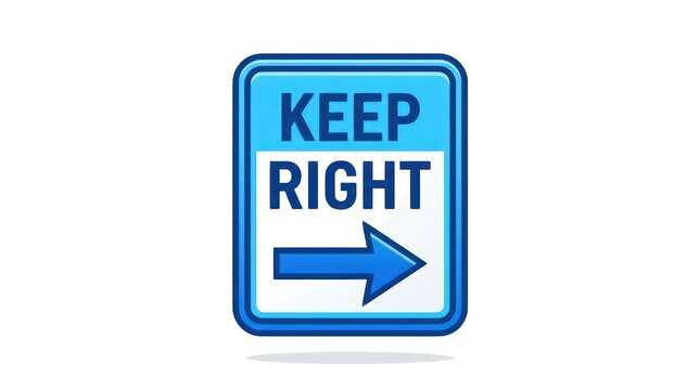 Keep right traffic sign icon. Road safety symbol with directional arrow for navigation.