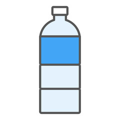 シンプルなブルーカラーのペットボトルの飲料水アイコン