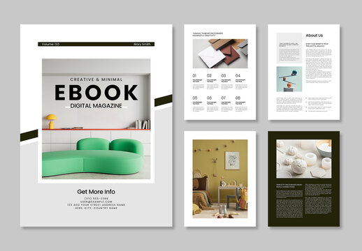 Creative Minimal Ebook Magazine Template with Editorial Layout