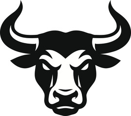 Powerful Black Bull Head Mascot Logo Design Symbolizing Strength and Aggression for Sports and Business Branding