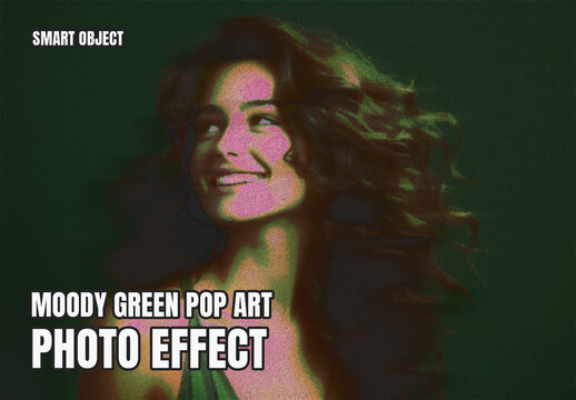 Moody Green Pop Art Photo Effect Template