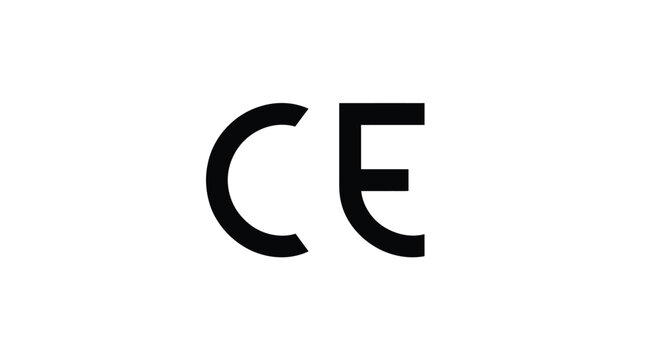Black ce certification mark represented as a clean vector graphic illustration on a white background