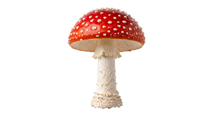 Fototapeta premium Iconic red and white spotted fly agaric mushroom isolated on white background
