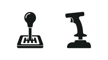 Gearshift And Joystick Silhouettes On White Background © Vector Hub24