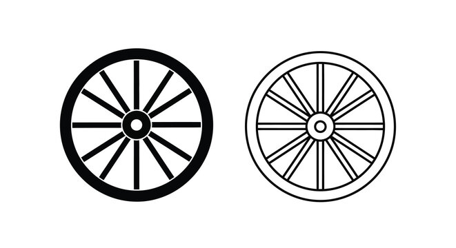 Wagon Wheel Silhouettes On White Background Two Views