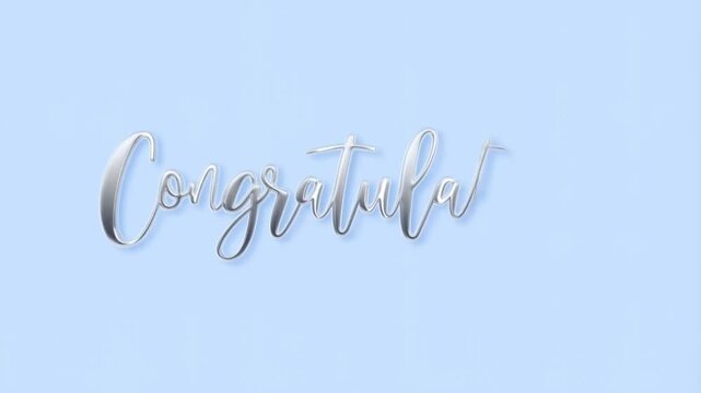 Congratulations Handwritten Animated Text Loop Glossy 3D Effect with Alpha Channel 4 Pack