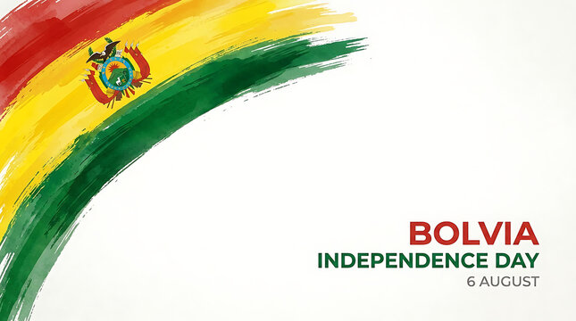 Celebrating Bolivia independence day on august 6 with a vibrant watercolor flag design and the national coat of arms for patriotic backgrounds