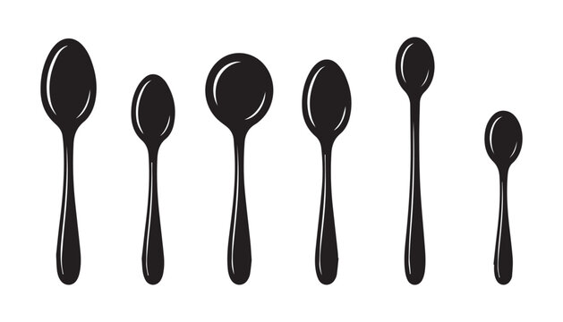 black and white silhouette set of spoon very high quality vector illustration.