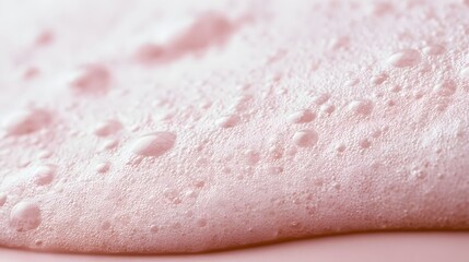 Fototapeta premium Close up of soft pink foam bubbles glistening under gentle light on a smooth surface with shallow depth of field