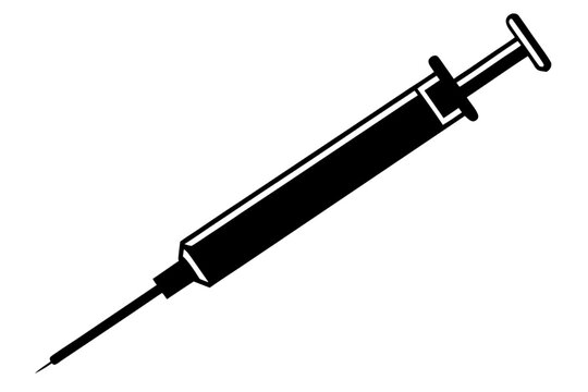 Syringe black silhouette vector, syringe icon vector 