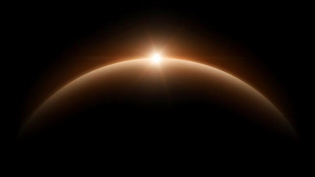 Dramatic sunrise over the curvature of planet earth in dark space with astronomy universe atmosphere spaceflight exploration