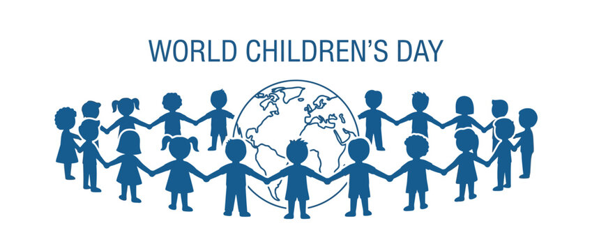 World Children's Day: Diverse kids holding hands in unity around the globe