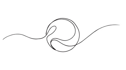Obraz premium Minimalist Continuous Single Line Drawing of a Floating Abstract Sphere Form with Fluid Swirling Patterns on a Clean White Background for Modern Graphic Design Projects and Creative Symbolic Visuals
