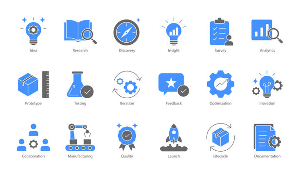 Product Management & Research Icon Set Vector Glyph Illustration