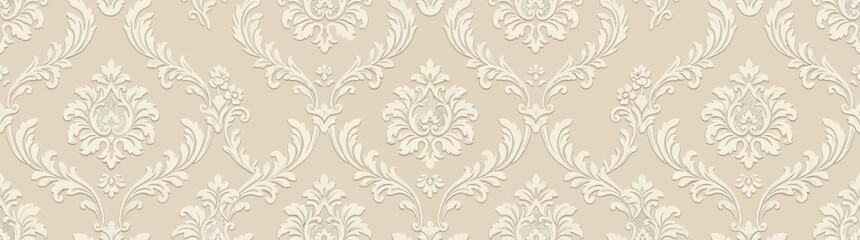 Fototapeta premium Elegant Damask Pattern on Beige Textured Background