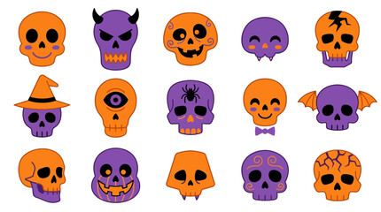 Naklejka premium Seamless pattern featuring multiple stylized skulls arranged in a geometric grid for halloween themed graphic designs