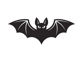 Fototapeta premium Halloween Bat Silhouette Icon Isolated on White Background Minimal Black Flying Bat Vector Illustration