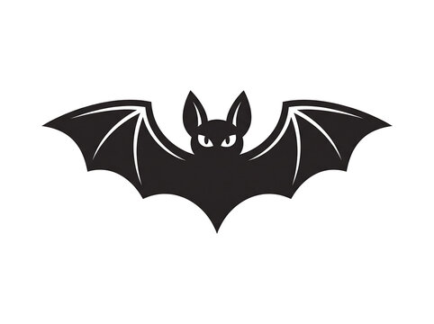 Halloween Bat Silhouette Icon Isolated on White Background Minimal Black Flying Bat Vector Illustration