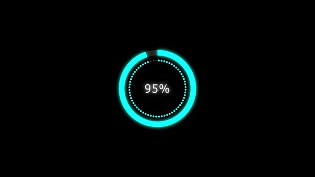 A modern Circle Loading bar icon animation. 95% number percent circle loading icon modern design animation. and creating a stunning 4k video.
